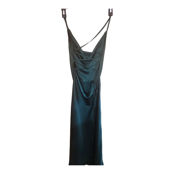 NWOT Emerald Green Silk Cowl Neck Dress, S/M - Picture 7 of 14
